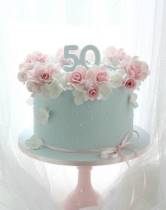 Торт на юбилей 50 лет с цветами